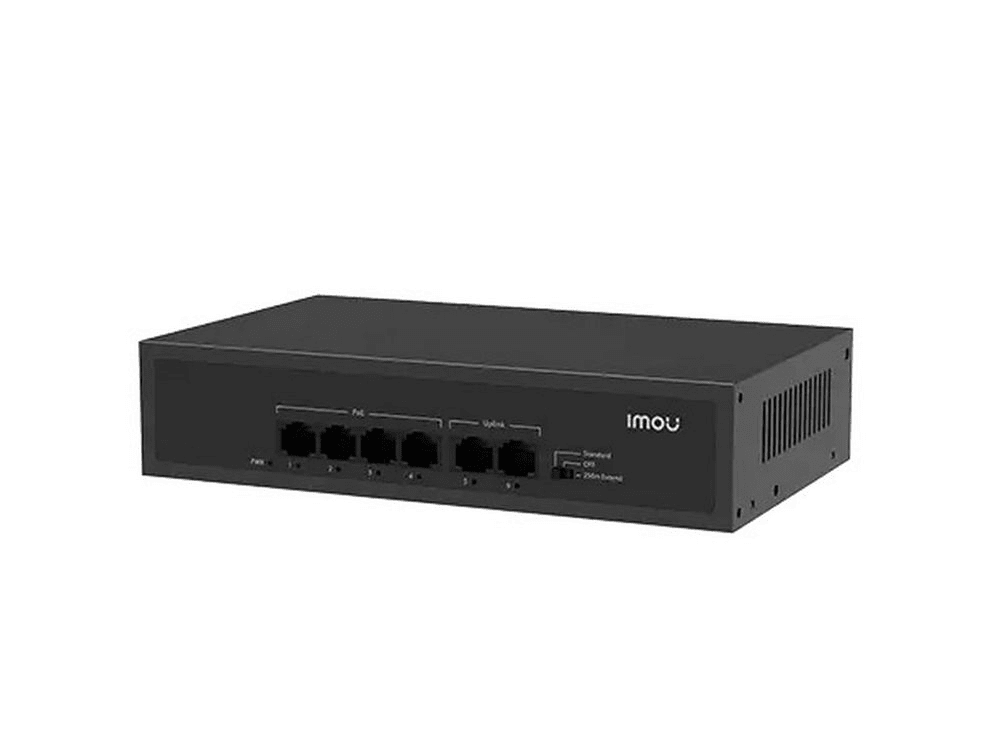 IMOU SWITCH POE SF106P 4x10/100M PoE, 2x 10/100M Up, 45W, 1,2 Gbps, Metal,Hasta 250m